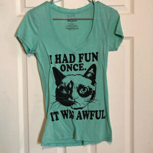 Grumpy Cat T-shirt Teal Women’s Small